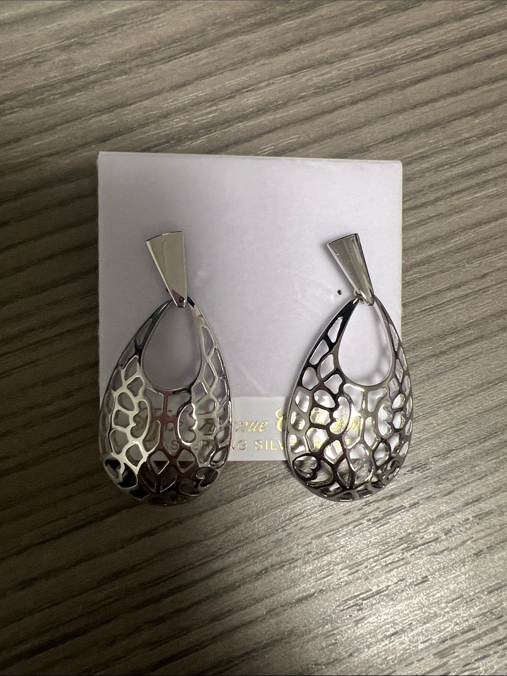 Silver Openwork Teardrop Earrings - Silver